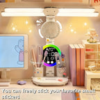 LED Desk Lamp with Built-in Fan & Touch Control, Dual Head Adjustable, USB Charging, 3 Color Modes Dimmable