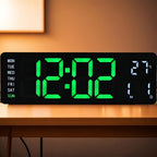 Large Digital Wall Clock 16 Inch LED Color Display, Smart Auto-Dimming 10-Level Brightness, Time Temperature Humidity Monitor