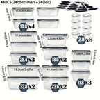 Food Storage Containers Set BPA-Free Airtight – Meal Prep Containers with Easy-Snap Lids Labels & Marker 24 48pcs Pantry Kitchen Organizer