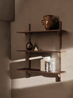 Sector Shelf - Triple - Wide - Smoked Oak/Brass