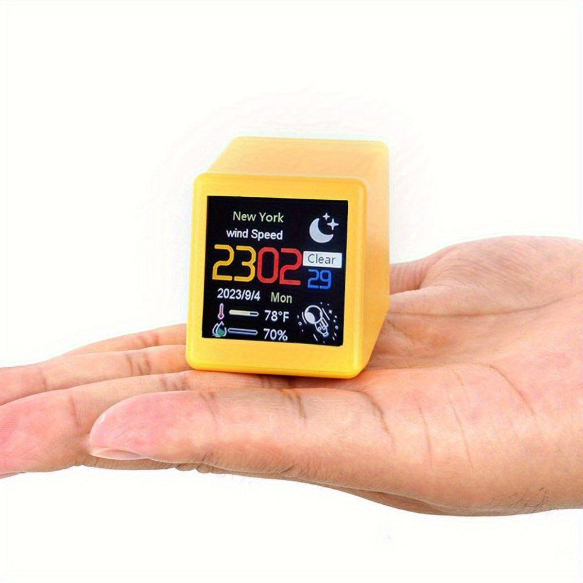 WiFi Weather Station Desktop Clock - Mini Smart Display Temperature Humidity Atmospheric Pressure Wind Speed GIF Animation