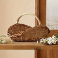 Seagrass Wicker Storage Basket with Handles, Handwoven Oval Farmhouse Organizer in Single-Piece Format