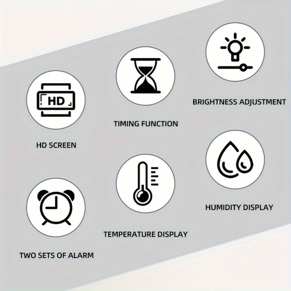 Large Digital LED Wall Clock Dual Alarm Clock with Temperature Date Display Brightness for Entryways, Bedrooms and Living Spaces
