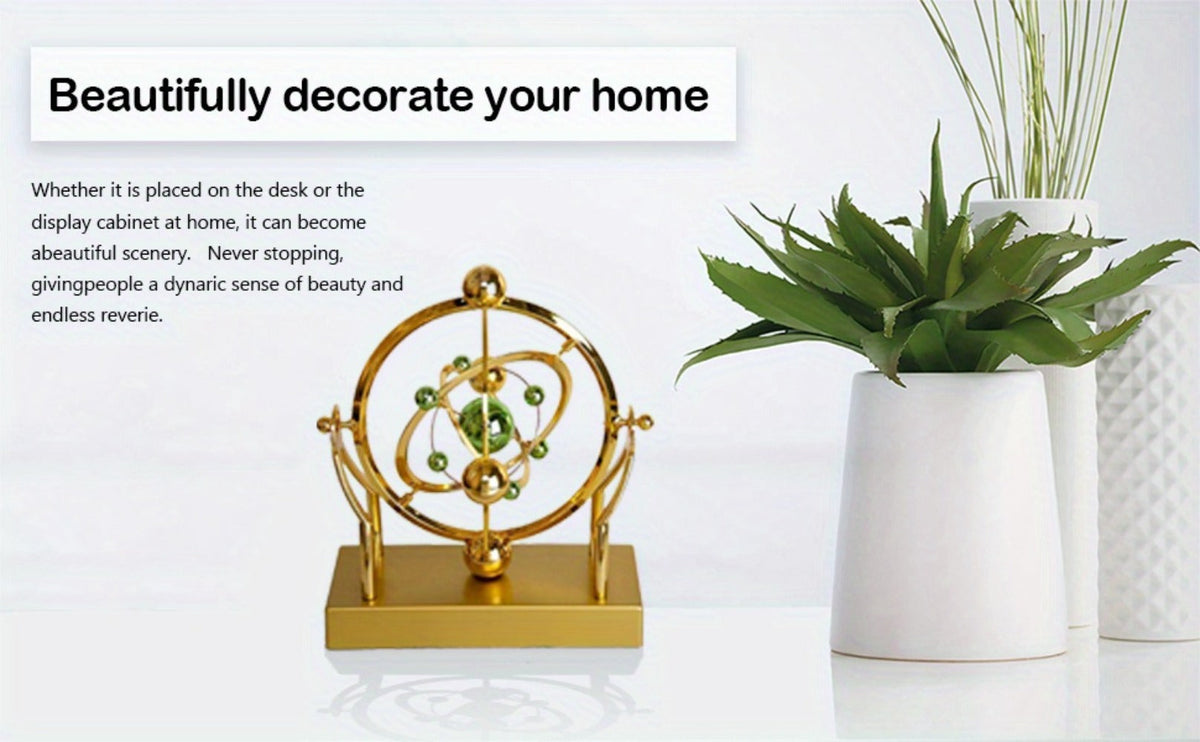Perpetual Motion Pendulum Desk Decor - Cosmic Swing Solar System Planets Atomic Model Science for Entryways, Bedrooms and Living Spaces