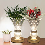 Table Lamp with Crystal Vase Shade, Touch Dimming, USB Rechargeable Power and One or Two-Lamp Options