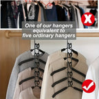 Space Saving Hangers 5-in-1 Multi-Layer Metal Closet Organizer | Heavy Duty Non-Slip Foam Pads | 2 Pack Clothes Hanger for Coats Sweaters Suits T-Shirts Closet Space Saver