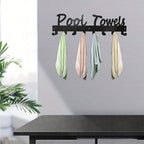 Outdoor Pool Towel Rack Wall Mounted 8 Hooks, Towel Hanger for Bathrobes Towels Clothes, Patio Backyard Spa Pool Area Decor Organizer