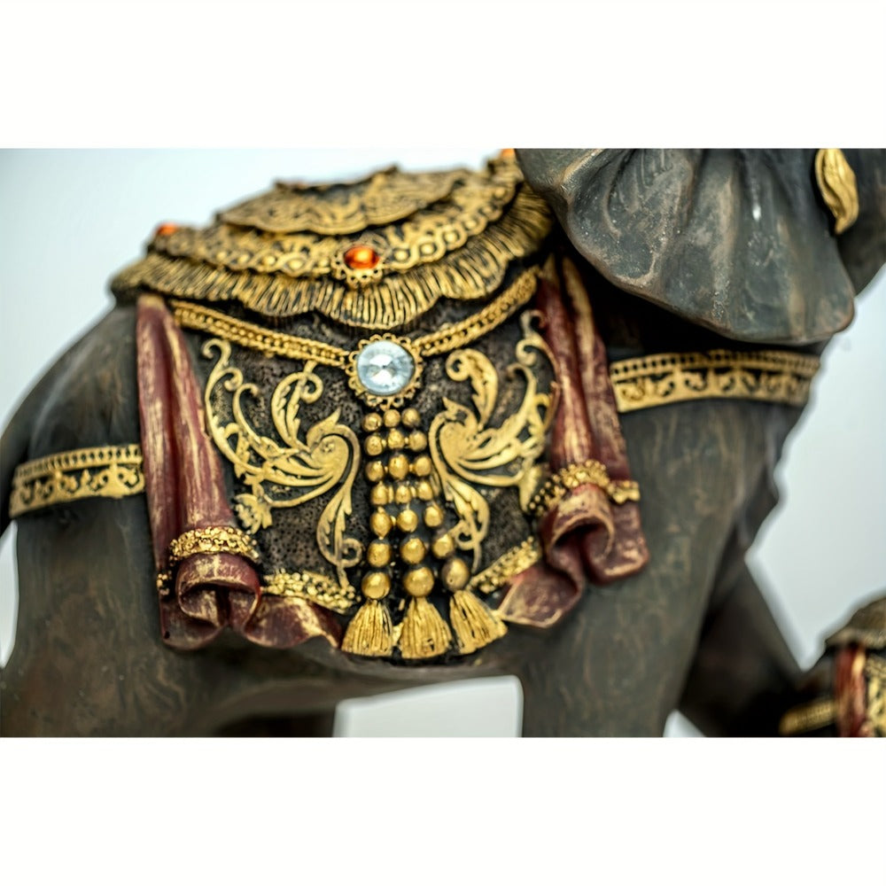 Elephant Statue Figurine for Home Decor – Mama & Baby Elephant Trunk Up Lucky Sculpture 12 Inch Polyresin Good Luck Ornament for Living Room Office Desk Bedroom Housewarming Birthday Christmas Gift for Women