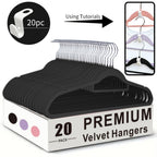 Non-Slip Velvet Hangers with 360° Rotating Hook & Hanger Buckles – Space Saving Closet Organizer Set (50pcs or 20pcs)