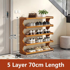 Shoe Rack 6-Layer Wood-Grain Organizer, 31.5-Inch Width with Pre-Assembled Freestanding Design