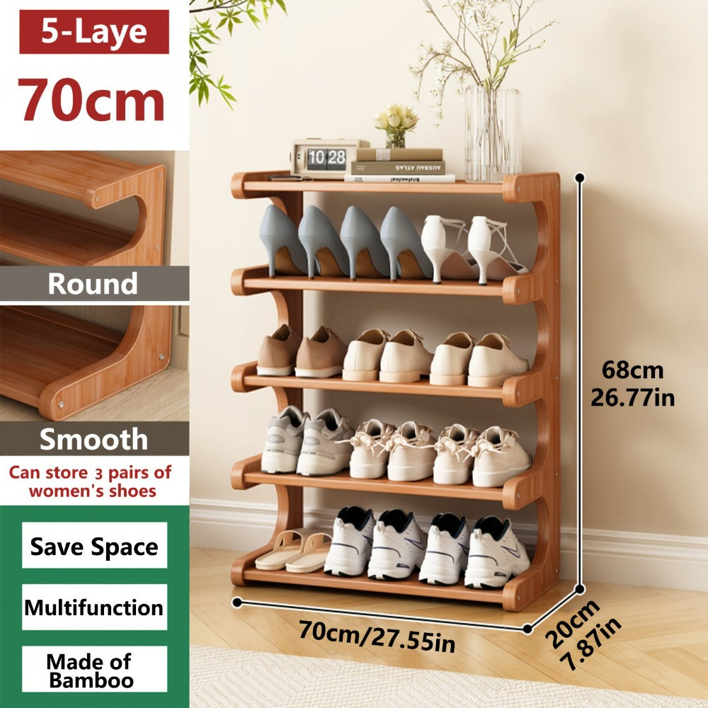Shoe Rack 6-Layer Wood-Grain Organizer, 31.5-Inch Width with Pre-Assembled Freestanding Design