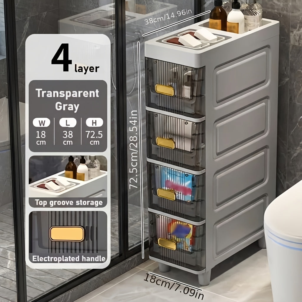 Storage Cabinet Slim PP Drawer Tower with Three, Four, Five or Six Layers and Pull-Out Bins