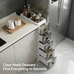 Storage Cabinet Slim PP Drawer Tower with Three, Four, Five or Six Layers and Pull-Out Bins