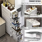 Storage Cabinet Slim PP Drawer Tower with Three, Four, Five or Six Layers and Pull-Out Bins