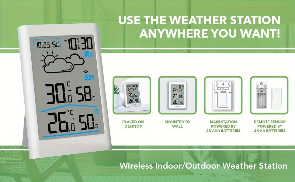 Home Weather Station | Wireless Indoor Outdoor Forecast Alarm Clock