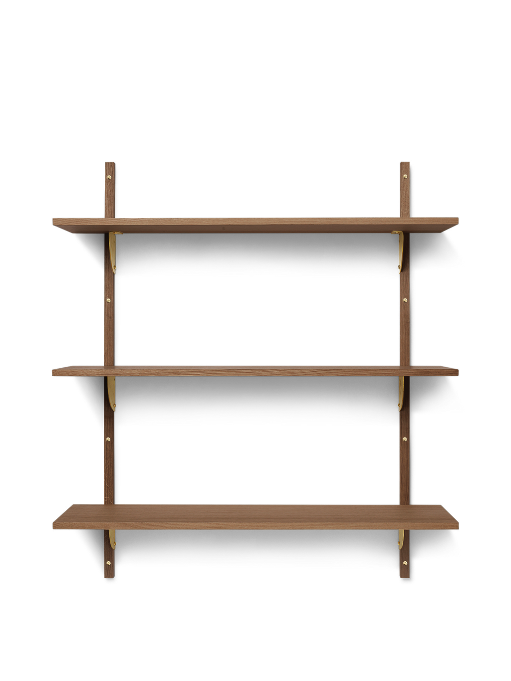 Sector Shelf - Triple - Wide - Smoked Oak/Brass
