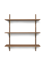 Sector Shelf - Triple - Wide - Smoked Oak/Brass