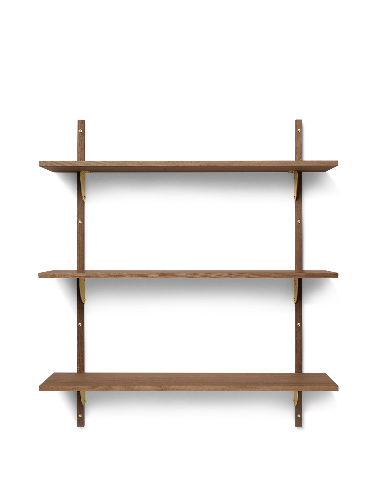 Sector Shelf - Triple - Wide - Smoked Oak/Brass