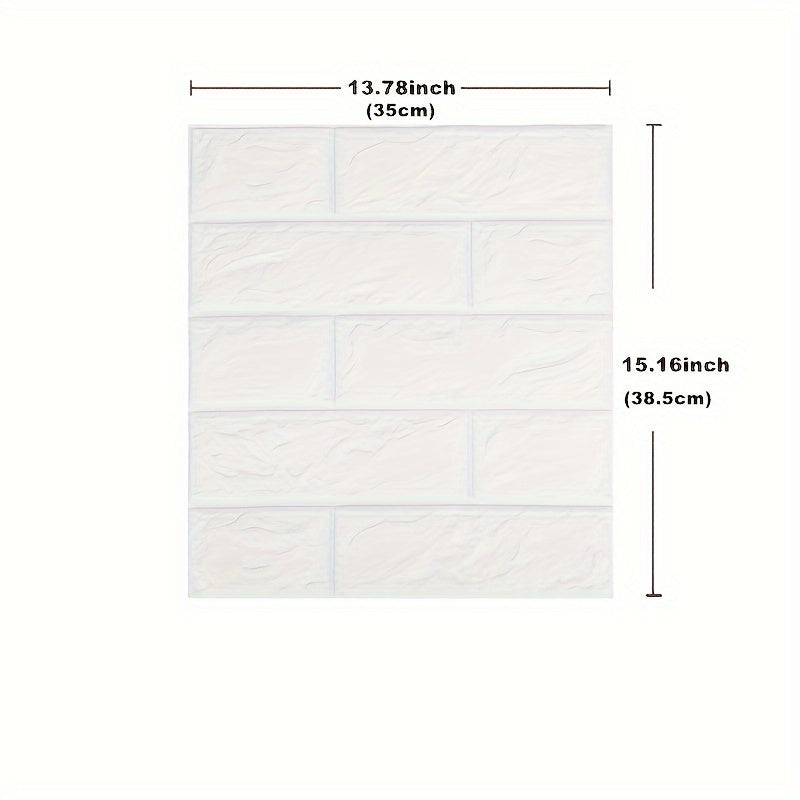 3D Foam Brick Wall Stickers 100pcs Self Adhesive Waterproof Peel and Stick Wallpaper Panels for Bedroom Living Room Bathroom Kitchen Home Decor White