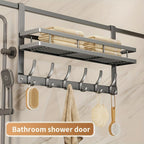 Over-Door Hook Rack with No-Drill Metal Design, Four to Six Hooks and Grey or Black Options for Home Organization