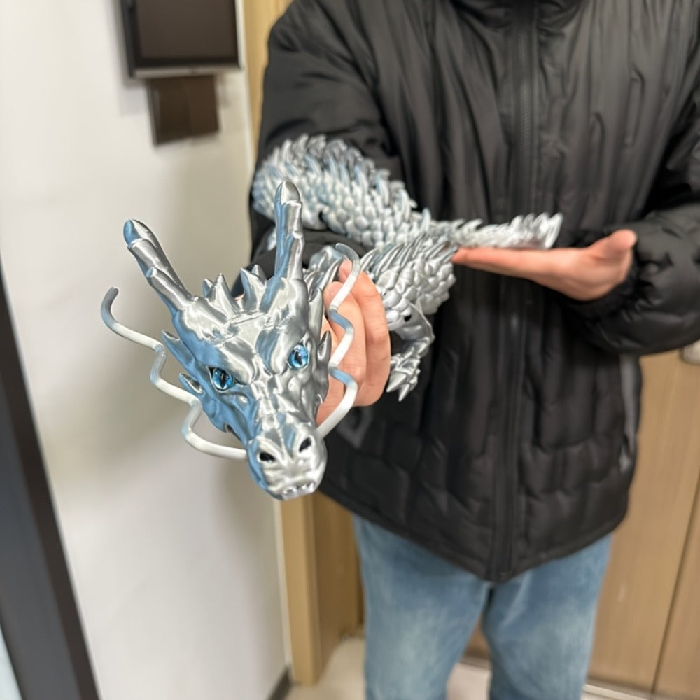 3D Printed Articulated Dragon Figurine 35.4" Giant Poseable Chinese Dragon Collectible Sculpture