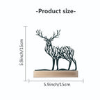 Deer Branch Silhouette Tabletop Decor with Black Iron-Metal Figures, Wood-Look Base and 5.9 x 5.9-Inch Size