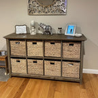 Water Hyacinth Storage Baskets 11in - Handwoven Stackable Cube Baskets for Shelves Closet Laundry, Natural Wicker Organizer Bins