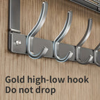 Over-Door Hook Rack with No-Drill Metal Design, Four to Six Hooks and Grey or Black Options for Home Organization