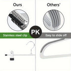 Pants Hangers with Clips 30-Pack – Adjustable Metal Skirt Hangers with 360° Rotatable Clips for Jeans, Trousers, Skirts, Dresses & Ties – Stainless Steel Closet Organizer Hangers