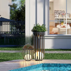 Solar Garden Light Table or Floor Lamp with Short and Tall Options, Solar Panel and Remote-Control Layout