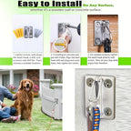 Heavy Duty Dog Tie Out Wall Hooks Set of 2 - Metal Wall-Mounted Leash Anchor with Dual Switchable Hooks, Scratch-Resistant for Walls & Floors, Sturdy Indoor & Outdoor Dog Leash Hook, Grey
