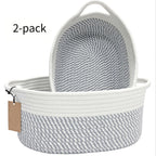 Cotton Rope Storage Baskets with Handles in 2- or 4-Pack Oval Color Options for Shelves and Rooms