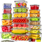 Food Storage Containers with Lids Airtight Plastic Meal Prep Containers Stackable Leak Proof BPA Free for Pantry Kitchen Refrigerator Freezer with Labels