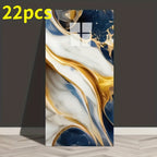 Self-Adhesive PVC Wall Sticker 22pcs Peel and Stick Marble Boho Wallpaper 11.81x23.62in Oil for Entryways, Bedrooms and Living Spaces