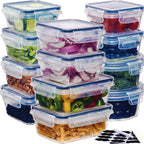 Food Storage Containers Set BPA-Free Airtight – Meal Prep Containers with Easy-Snap Lids Labels & Marker 24 48pcs Pantry Kitchen Organizer