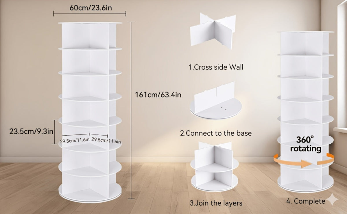 7-Tier Shoe Racks And Shoe Organizers with 360° Swivel for Entryway