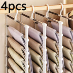 Pants Hangers Foldable Multi-Layer Stainless Steel | Non-Slip Space Saving Closet Organizer for Jeans Leggings Scarves Trousers | 4 or 8 Pack Clothes Rack Hanger