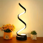 Dimmable Spiral Table Lamp with Touch Control & USB-C Charging Port, 3-Way Brightness Bedside Nightstand Lamp, Modern Minimalist LED Desk Lamp for Bedroom Living Room, Black & White