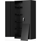Storage Cabinet 72-Inch Locking Steel Utility Cupboard with Four Adjustable Shelves and Two Colors