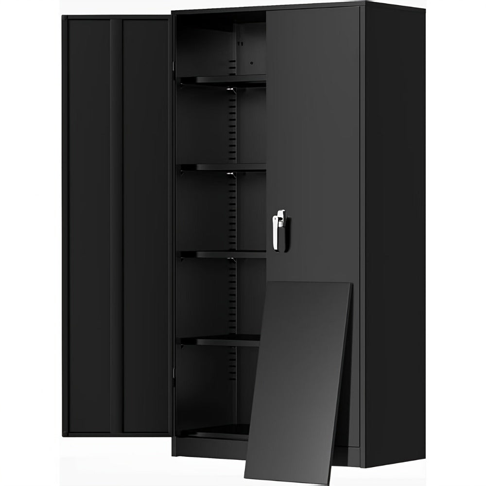 Storage Cabinet 72-Inch Locking Steel Utility Cupboard with Four Adjustable Shelves and Two Colors