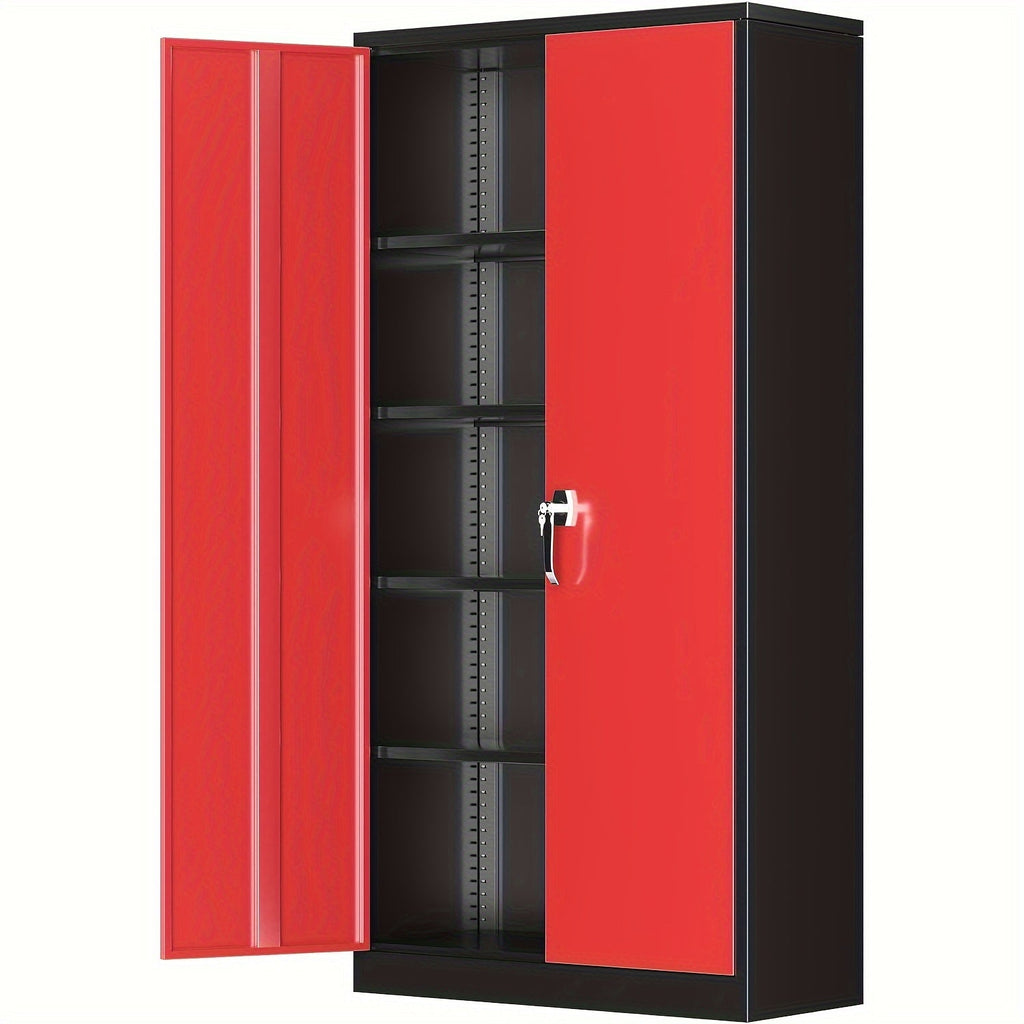 Storage Cabinet 72-Inch Locking Steel Utility Cupboard with Four Adjustable Shelves and Two Colors