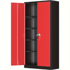Storage Cabinet 72-Inch Locking Steel Utility Cupboard with Four Adjustable Shelves and Two Colors