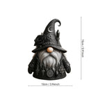 Gothic Gnome Figurine in Resin with Crescent-Marked Hat, Rose and Pentagram Details and 15 x 10cm Size