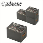 Oxford Fabric Shoe Storage Organizers with Adjustable Dividers and Clear Lids in Two- or Four-Piece Packs