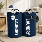 Tall 95L Laundry Basket Set with 14.96 x 31.1-Inch Fabric Bins in Single Gray or Two-Piece Color Options