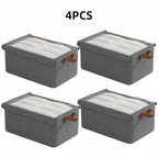 Foldable Fabric Storage Bins with Clear Top Lids and Handles in Four- or Six-Piece Color Sets