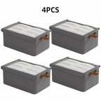 Foldable Fabric Storage Bins with Clear Top Lids and Handles in Four- or Six-Piece Color Sets