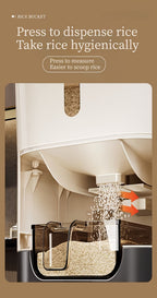 Airtight Rice Container with Measuring Cup, Large Moisture-Proof Rice Dispenser for Rice, Grains