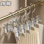 Metal Clamp Clothes Hangers, 10-Piece Set in White, Gray or Black with Twin Clips for Pants, Skirts or Boots