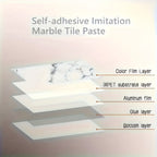 3D Marble Peel and Stick Wall Tile Stickers Self Adhesive Removable Wallpaper Roll for Kitchen Backsplash Bathroom Living Room Bedroom Wall Decor Glitter Glam Glossy Finish